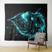 „CyberLion – Die Zukunft hat eine Mähne“ Wandteppich (Beispiel (Horizontal))