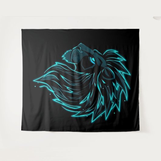 „CyberLion – Die Zukunft hat eine Mähne“ Wandteppich (Vorderseite (Horizontal))