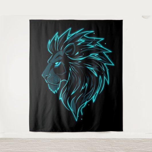 „CyberLion – Die Zukunft hat eine Mähne“ Wandteppich (Vorderseite)