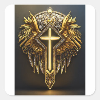 CyberLion: Futuristischer geometrischer Roar Quadratischer Aufkleber