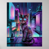 Cybernetic Cat - Futuristic Neon City AI Companion Poster (Vorne)