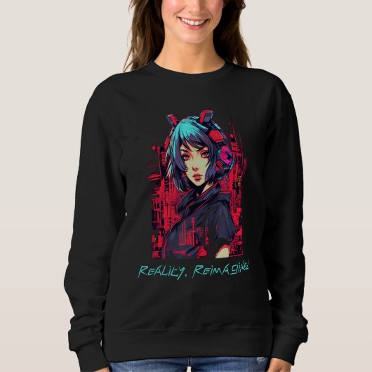 Cybernetic Chronicles Sci-Fi Robot Girl Quest Sweatshirt (Vorderseite)