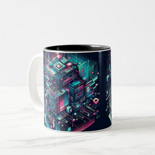 Cybernetic Dreamscape Zweifarbige Tasse (Vorderseite Links)