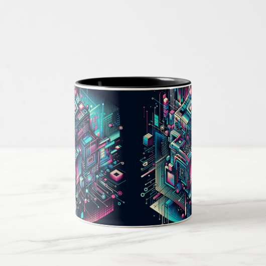 Cybernetic Dreamscape Zweifarbige Tasse (Mittel)