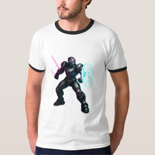 Cybernetic Gladiator – Neon Blade Warrior T-Shirt (Vorderseite)