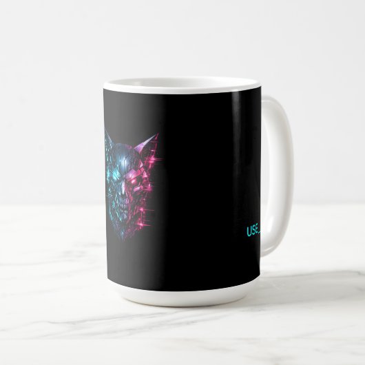 Cybernetic Glitch Schädel Gaming Tasse - SYSTEM_GM (VorderseiteRechts)