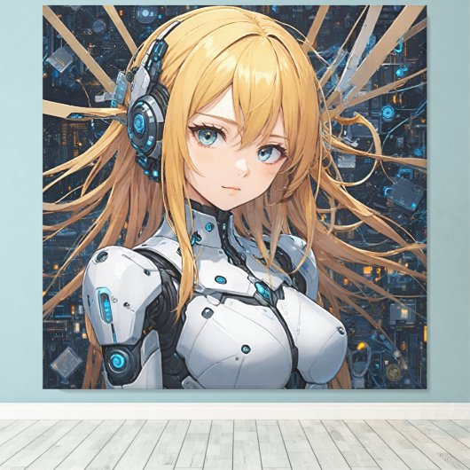 Cybernetic Guardian: Herz der Zukunft Leinwanddruck (Insitu (Holzboden))