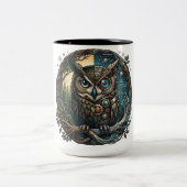 Cybernetic Owl Nature vs Technology Steampunk Zweifarbige Tasse (Mittel)