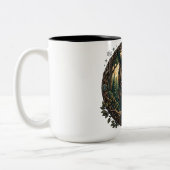 Cybernetic Owl Nature vs Technology Steampunk Zweifarbige Tasse (Links)