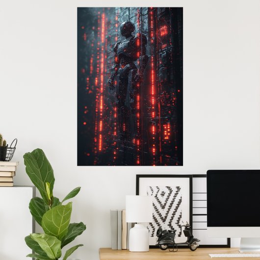 Cybernetic Sentinel: Ein futuristischer Android Poster (Heimbüro)
