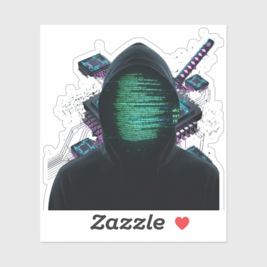 Cybernetic Tech Fusion - Neon Katana & CPU Circuit Aufkleber (Blatt)