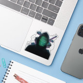 Cybernetic Tech Fusion - Neon Katana & CPU Circuit Aufkleber (Laptop mit iPhone)