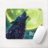 Cybernetic Wolf Moon Mousepad (Mit Mouse)