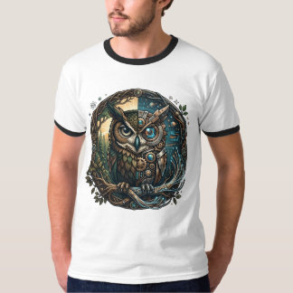 Cybernetische Eule Natur vs Technologie Steampunk T-Shirt