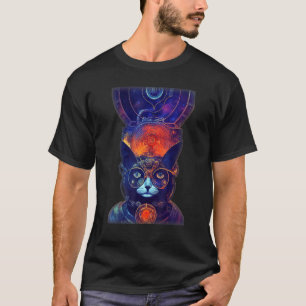 Cybernetische Steampunk-Neuromancer-Katze im große T-Shirt