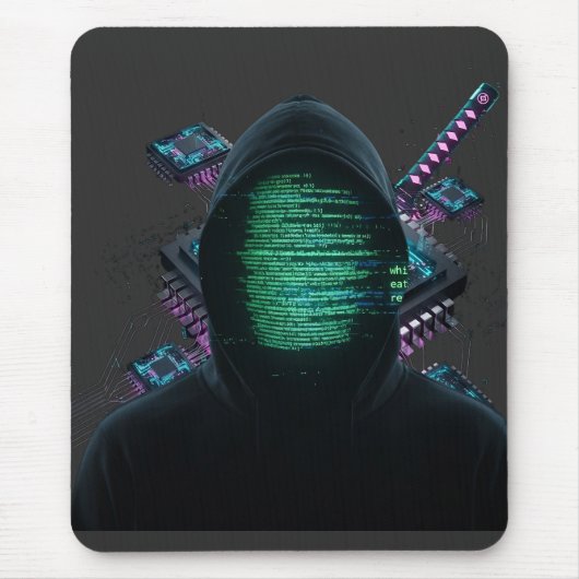 Cybernetische Tech-Fusion - Neon-Katana und CPU-Sc Mousepad (Vorne)