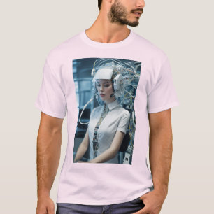 Cybernetische Visionen: Futuristische Büroästhetik T-Shirt
