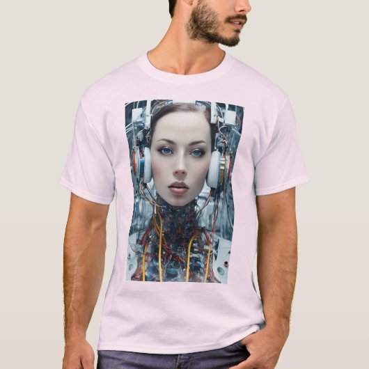 Cybernetische Visionen: Futuristische Büroästhetik T-Shirt (Vorderseite)
