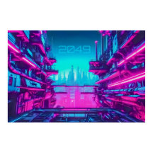 Cyberpunk 2049 Neon City Landscape Sci-Fi