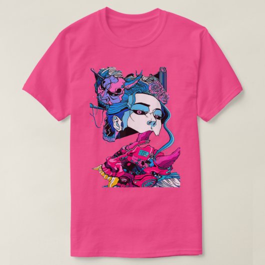 Cyberpunk Aesthetic Samurai Demons Mask Japanese G T-Shirt (Design vorne)