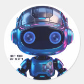 Cyberpunk AI Robot Round Sticker #00001 | AIC Rust (Vorderseite)
