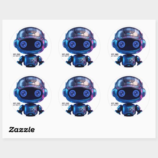 Cyberpunk AI Robot Round Sticker #00001 | AIC Rust (Blatt)