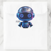 Cyberpunk AI Robot Round Sticker #00001 | AIC Rust (Tasche)