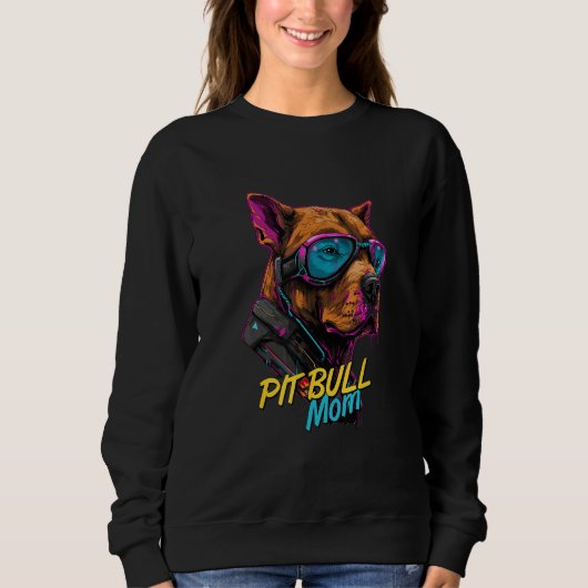 Cyberpunk American Pit Bull Terrier Loving Moms Fu Sweatshirt (Vorderseite)