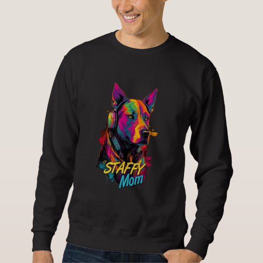 Cyberpunk American Staffordshire Terrier Loving Mo Sweatshirt (Vorderseite)