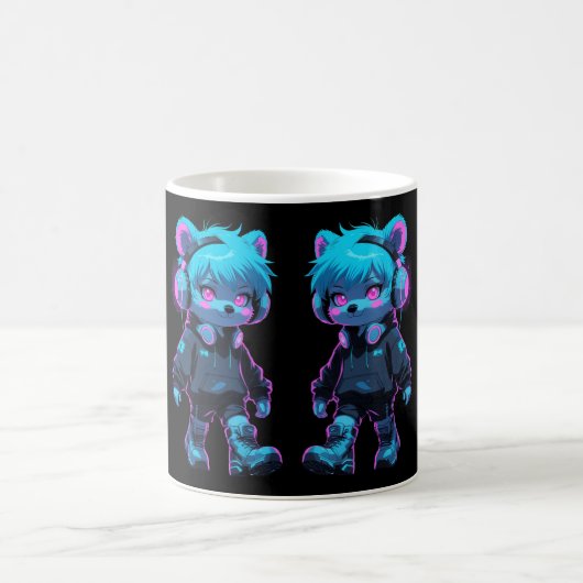 Cyberpunk Anime Bear Kaffeetasse (Mittel)