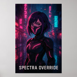 Cyberpunk Anime Girl - Futuristic Neon City Poster