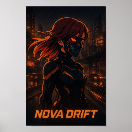 Cyberpunk Anime Girl - Neon City Poster