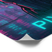 Cyberpunk Anime Girl - Pixel City Poster (Ecke)