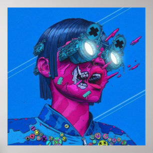 Cyberpunk, Anime, Manga, Säure, Cyber, Kunst, Poster