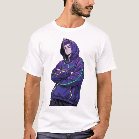 Cyberpunk Anime Streetwear Hoodie Character T-Shirt (Vorderseite)
