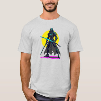 Cyberpunk Armored Samurai Neon Warrior Art T-Shirt