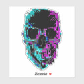 Cyberpunk ASCII Glitch Skull Sticker (Blatt)