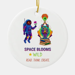 Cyberpunk-Astronaut & Wolf-Kunst-Schlüsselanhänger Keramik Ornament