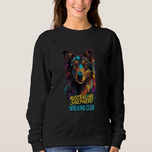 Cyberpunk Australian Shepherd Walking Club Futuris Sweatshirt (Vorderseite)