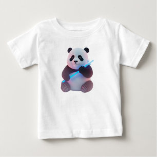 Cyberpunk-Baby-Panda mit leuchtendem Bambus Baby T-shirt