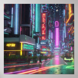 Cyberpunk Bangkok Eine futuristische Vision von Su Poster