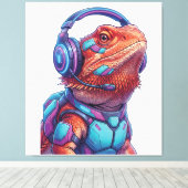 Cyberpunk Bearded Dragon - Gamer Lizard with Heads Leinwanddruck (Insitu (Holzboden))