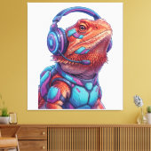 Cyberpunk Bearded Dragon - Gamer Lizard with Heads Leinwanddruck (Insitu (Wohnzimmer))