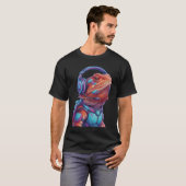 Cyberpunk Bearded Dragon Gamer Neon Lizard T-Shirt (Vorne ganz)