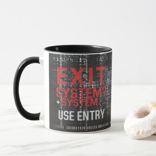 Cyberpunk-Binärcode-Ausgangssystem-Coder-Tasse Tasse (Mit Donut)