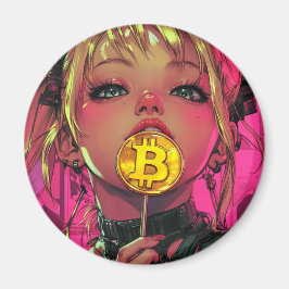 Cyberpunk Bitcoin Waifu Anime Magnet
