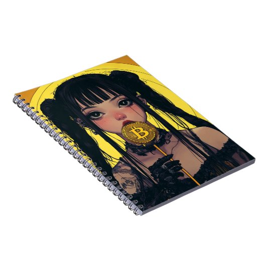 Cyberpunk Bitcoin Waifu Anime Spiral Notebook Notizblock (Rechte Seite)