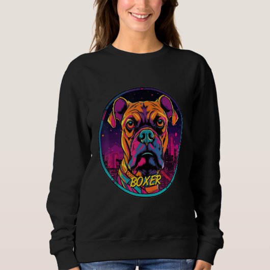 Cyberpunk Boxer Futuristic Boxer Dog Sweatshirt (Vorderseite)