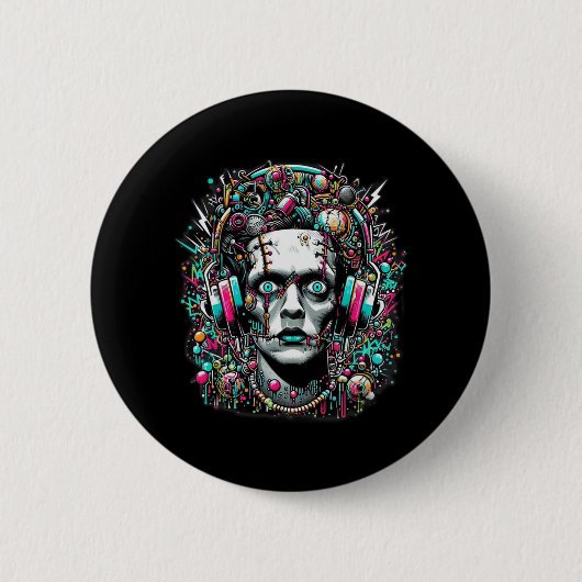 Cyberpunk-Braut Frankensteins Button (Vorderseite)