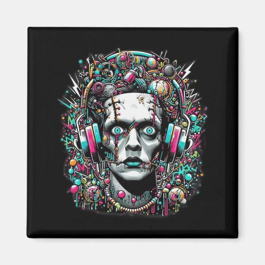 Cyberpunk-Braut Frankensteins Magnet (Vorne)
